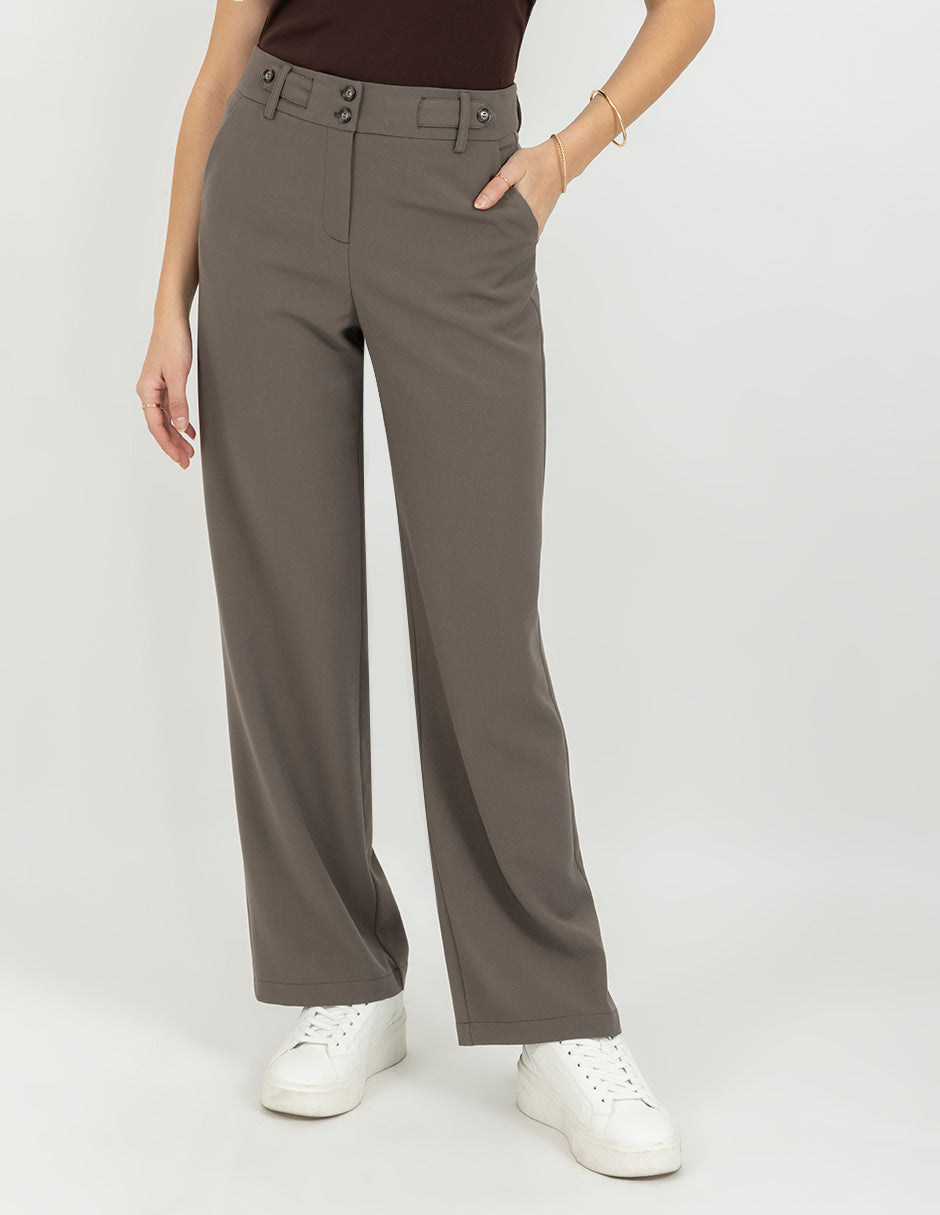 Pantalón de vestir café a la cintura