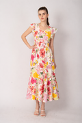 Vestido largo con estampado floreado multicolor