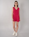 Jumpsuit corto rosa y azul demin