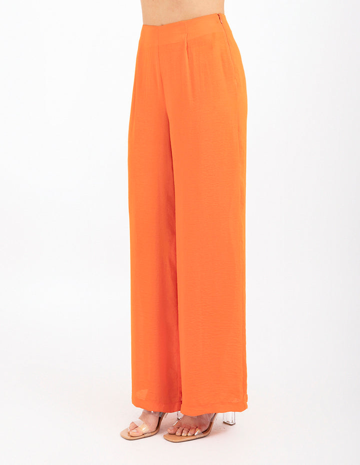 Pantalón naranja con pinzas y tela ligera (Conjunto)