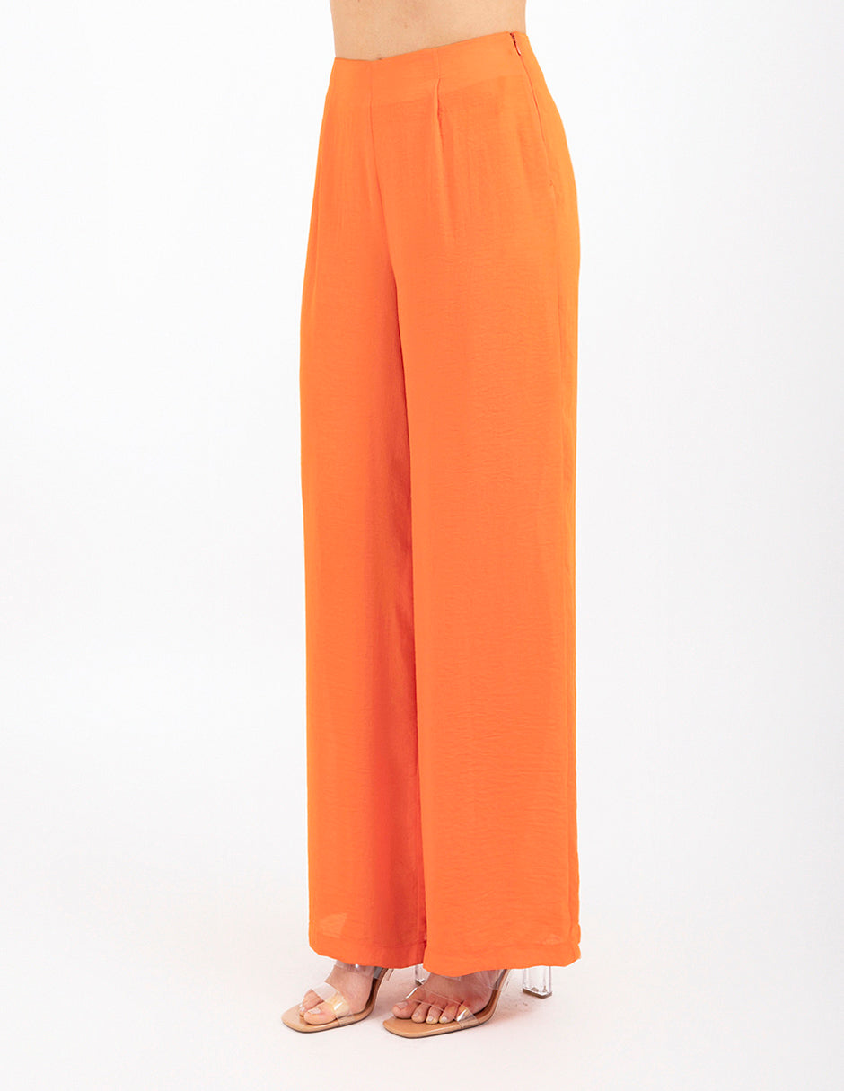 Pantalón naranja con pinzas y tela ligera (Conjunto)