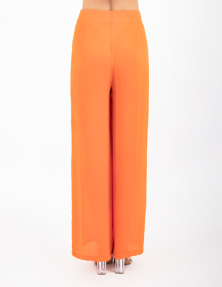 Pantalón naranja con pinzas y tela ligera (Conjunto)