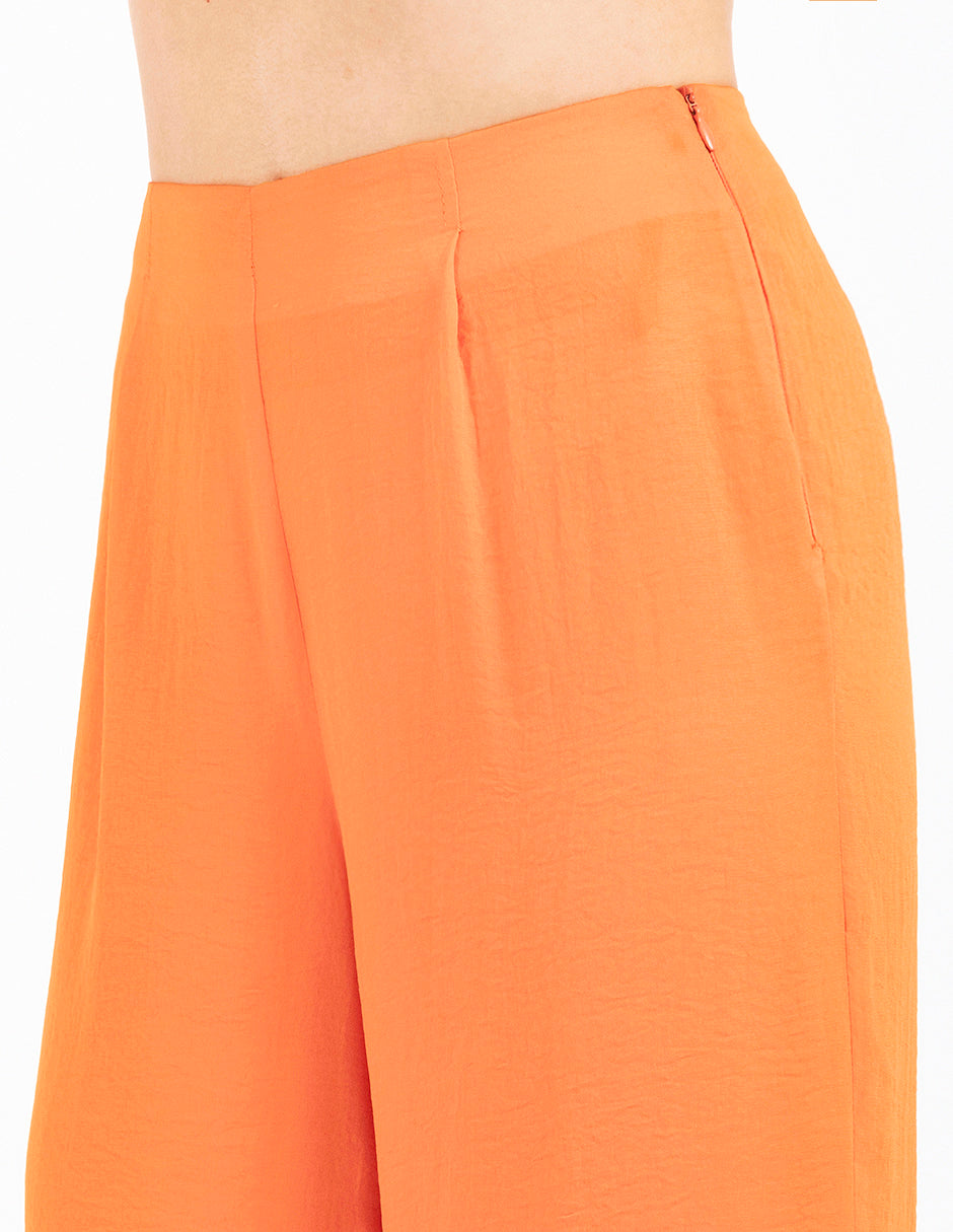 Pantalón naranja con pinzas y tela ligera (Conjunto)