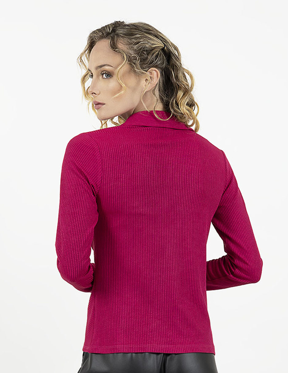 Blusa fiusha de Rib texturizada con detalle de nudo en delantero