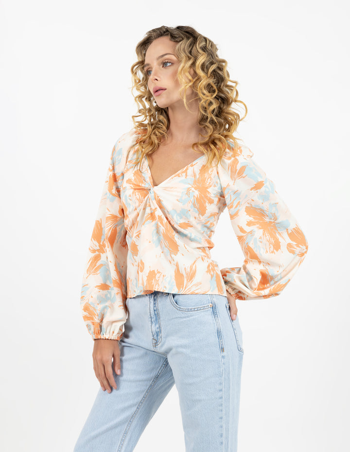 Blusa multicolor de manga larga