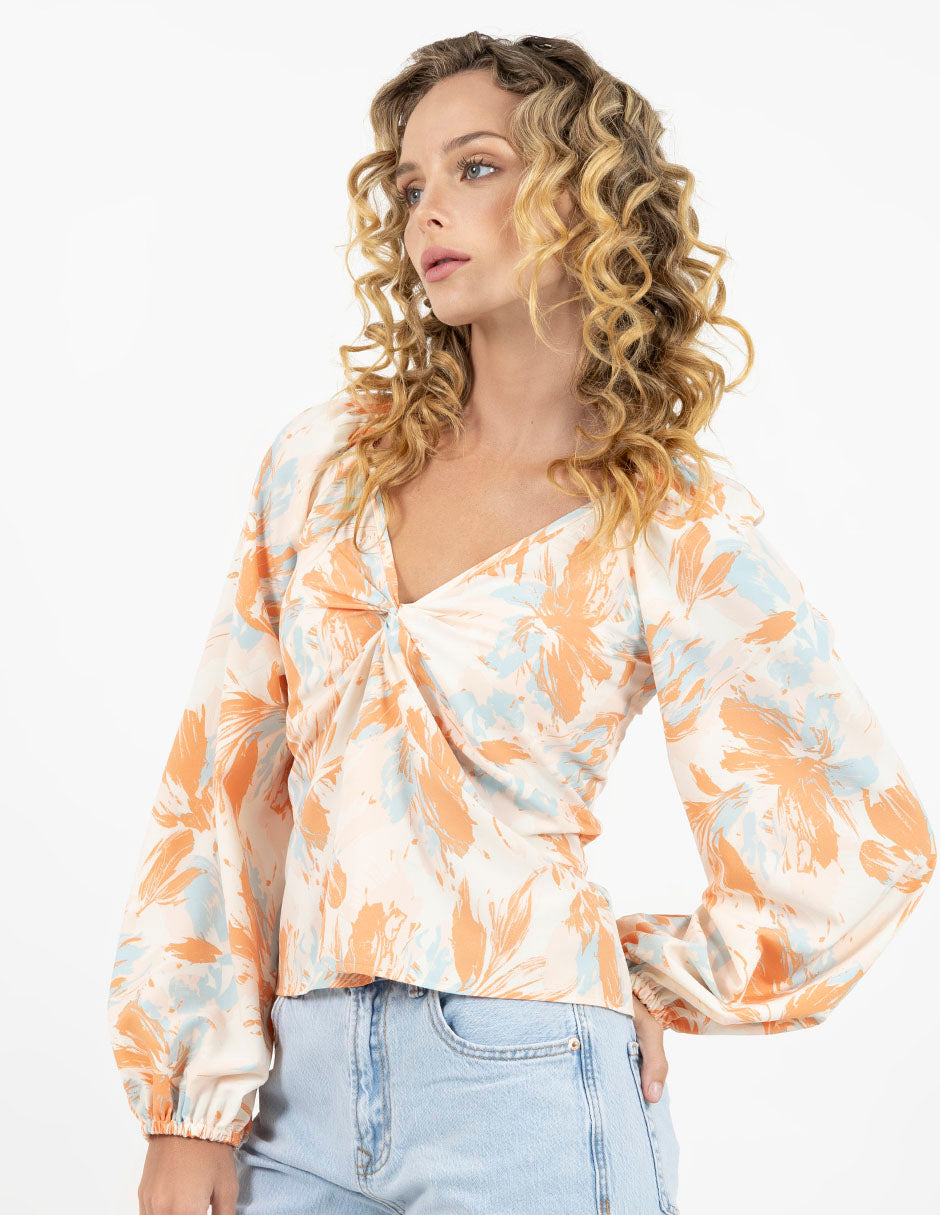 Blusa multicolor de manga larga