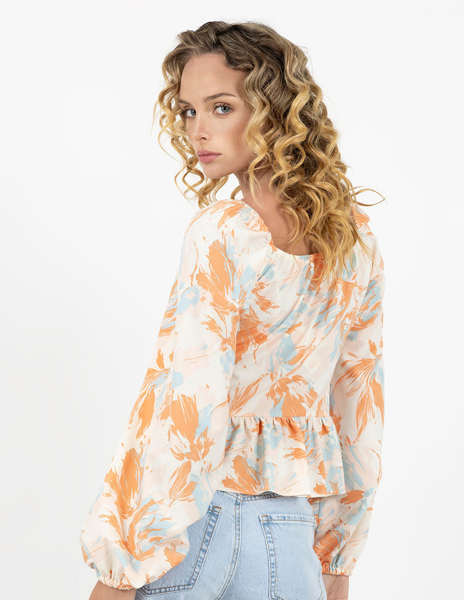 Blusa multicolor de manga larga