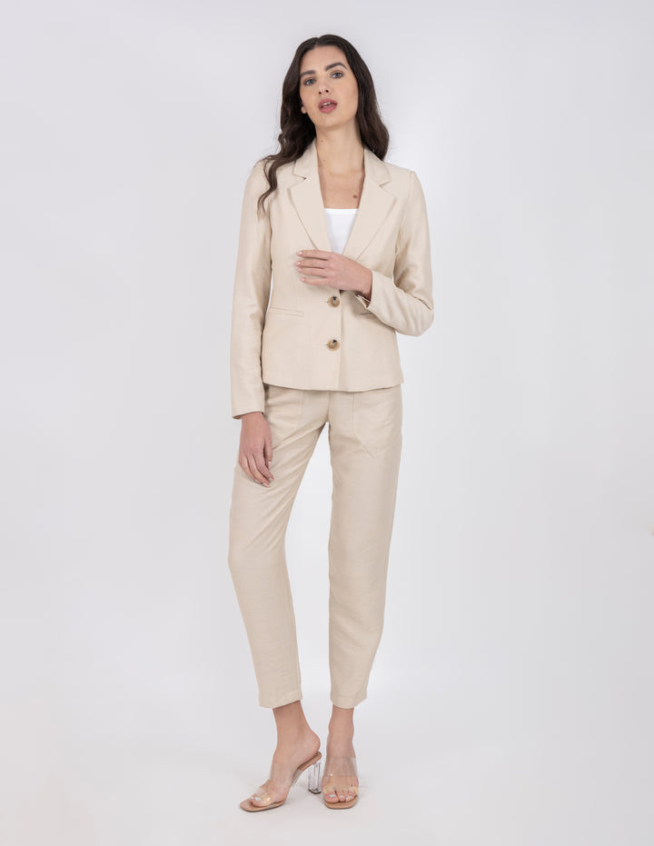 Saco de vestir liso color beige