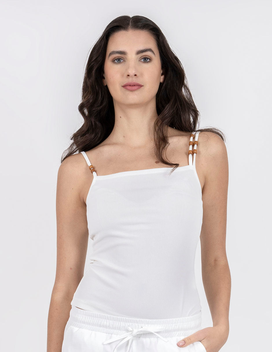 Blusa de tirantes con detalle de cuentas