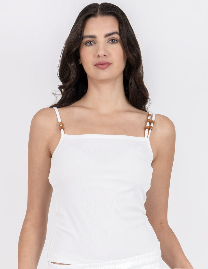 Blusa de tirantes con detalle de cuentas