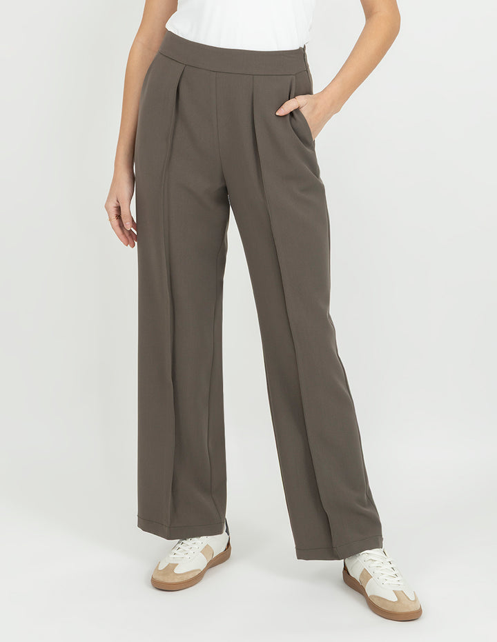 Pantalón de vestir corte recto (beige y verde)
