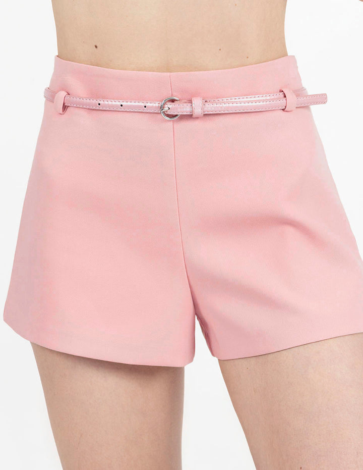 Short rosa de vestir con cinturón (Conjunto)