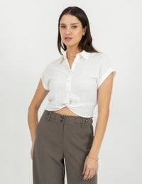 Blusa blanca manga corta con botones