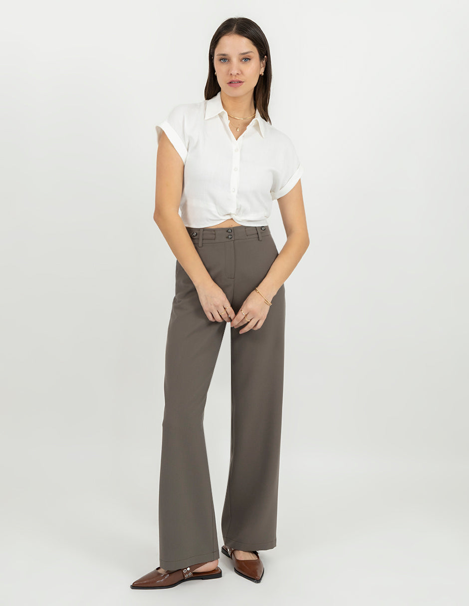 Blusa blanca manga corta con botones