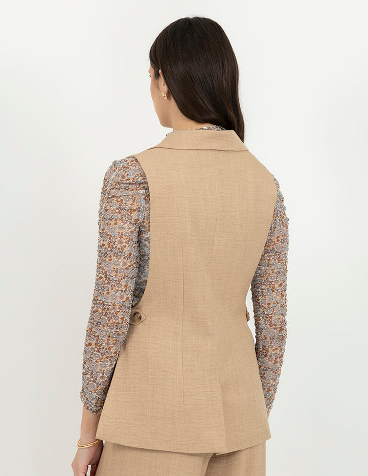 Chaleco de vestir tipo blazer (disponible en azul y beige)