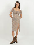 Vestido de mesh con detalle de moño y abertura lateral