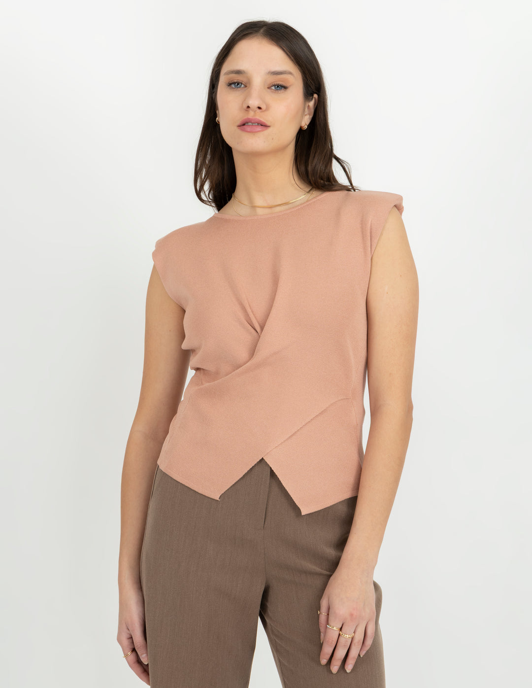 Blusa de tejido de punto (disponible en rosa y beige)
