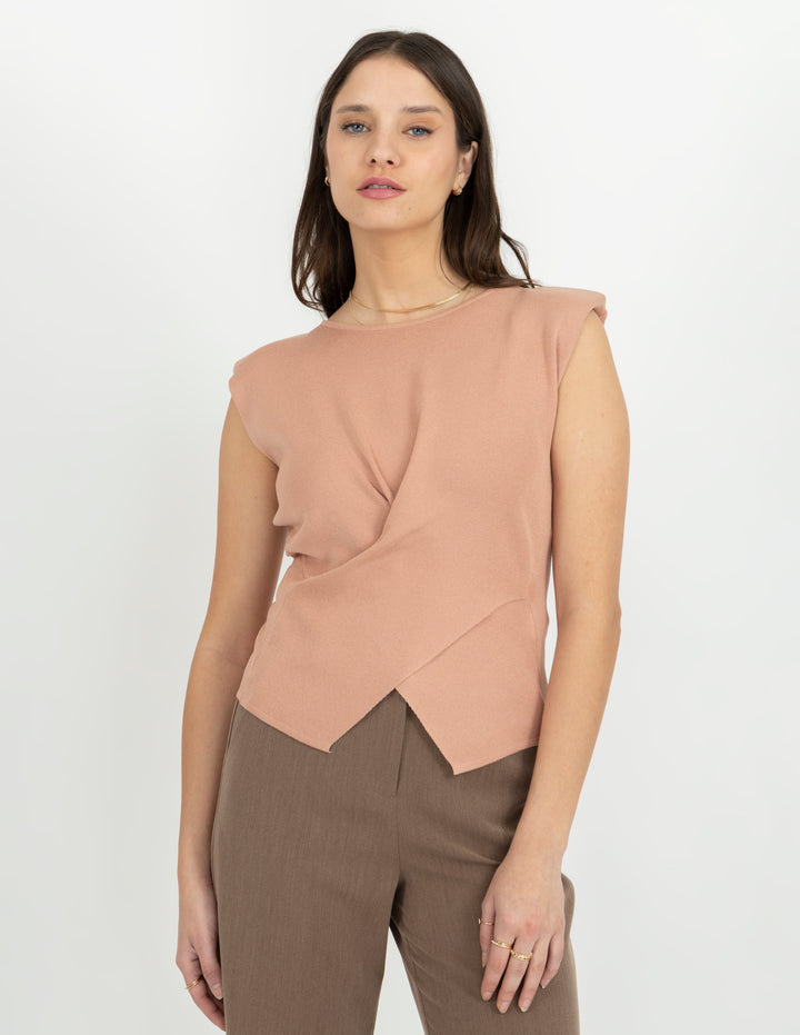 Blusa de tejido de punto (disponible en rosa y beige)
