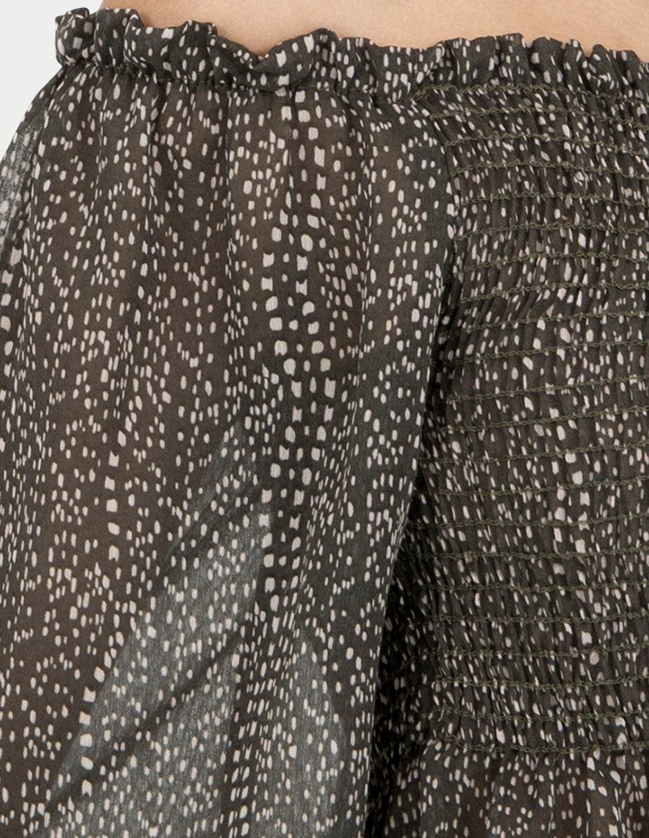 Blusa de mesh manga larga off shoulders