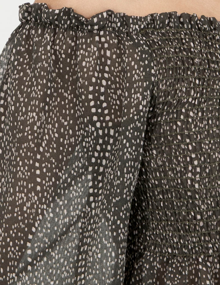 Blusa de mesh manga larga off shoulders