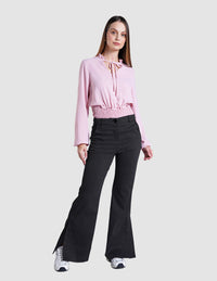 Pantalón de vestir negro con diseño de dots