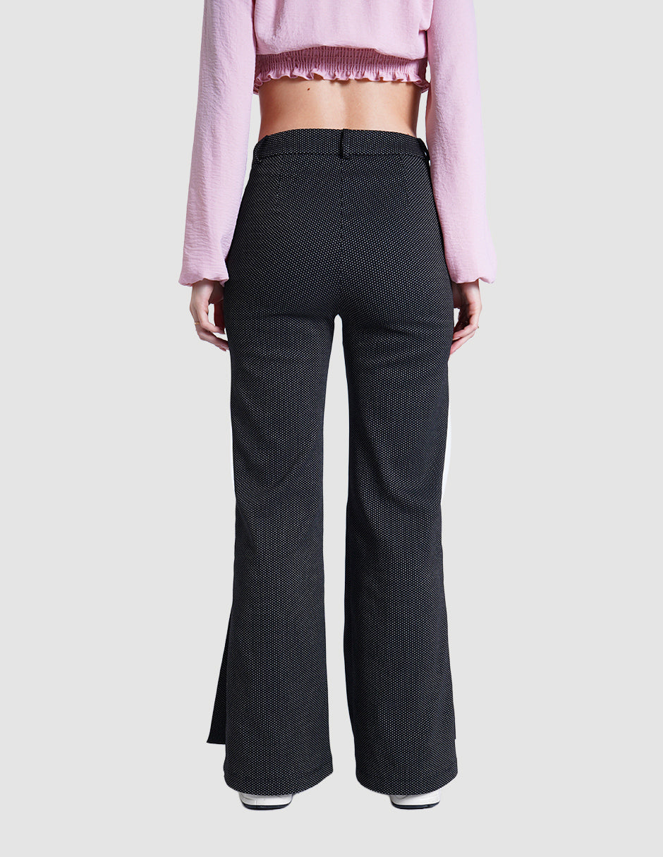 Pantalón de vestir negro con diseño de dots