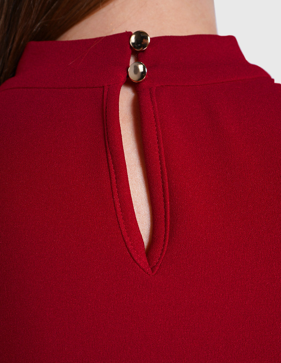 Blusa de cuello alto y manga corta (disponible en rojo y negro)