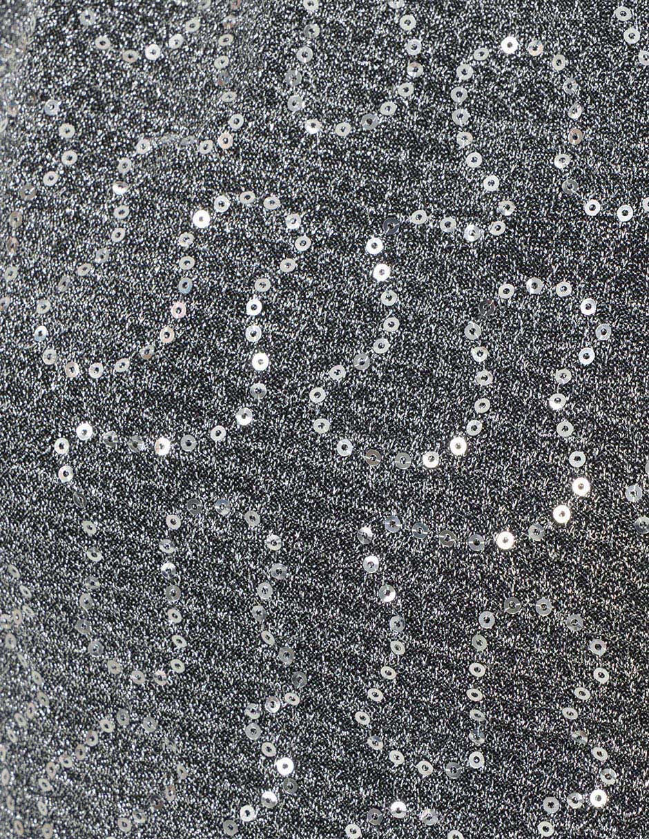 Blusa plateada asimétrica estampada con brillos