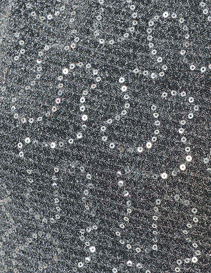 Blusa plateada asimétrica estampada con brillos