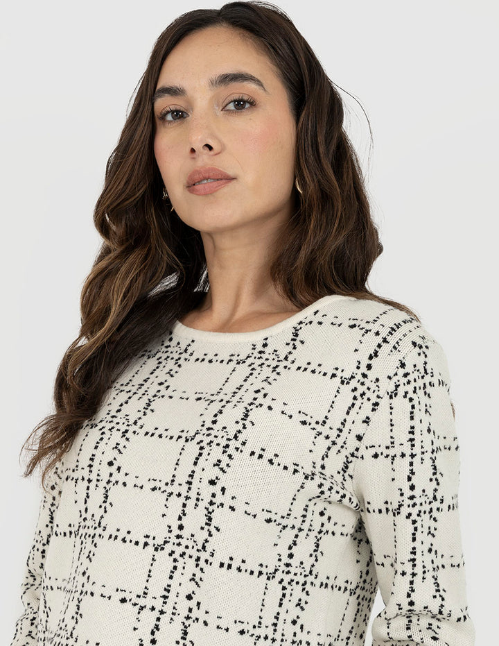 Blusa tipo suéter de estampado geométrico (Conjunto)