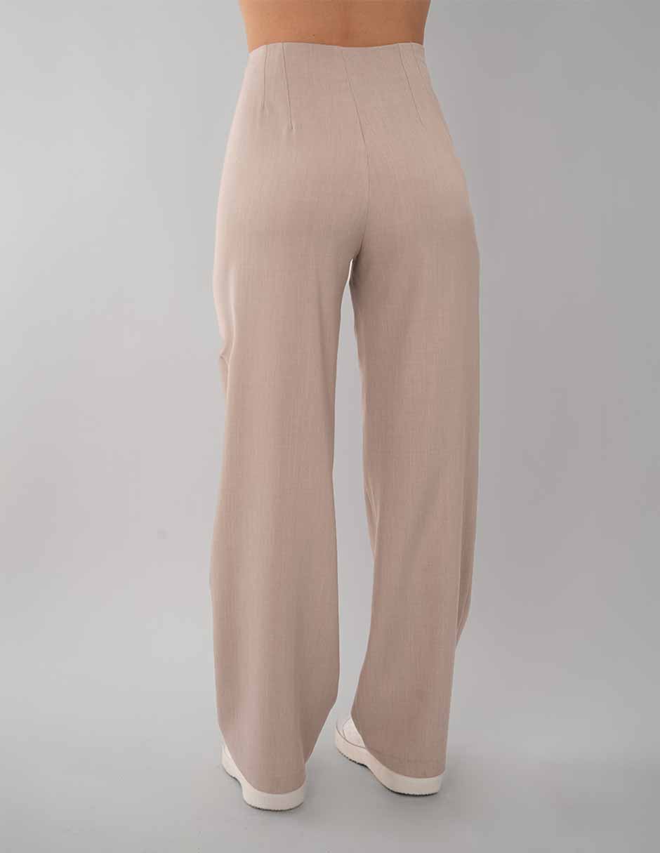 Pantalón beige de talle alto