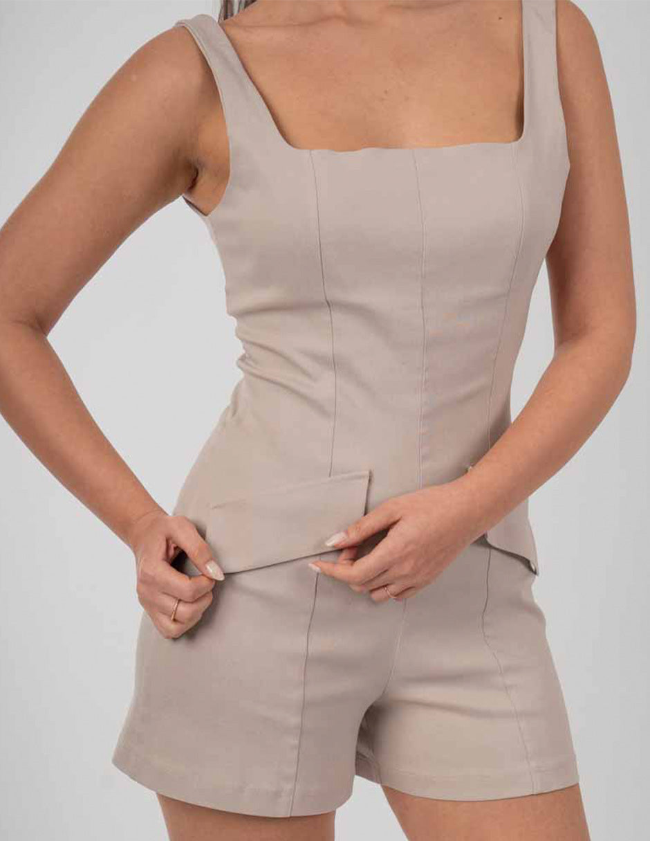 Jumpsuit beige corto de vestir
