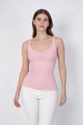 Blusa de escote redondo pronunciado (disponible en rosa y beige)