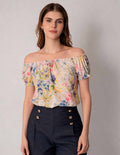 Blusa estampada off shoulders