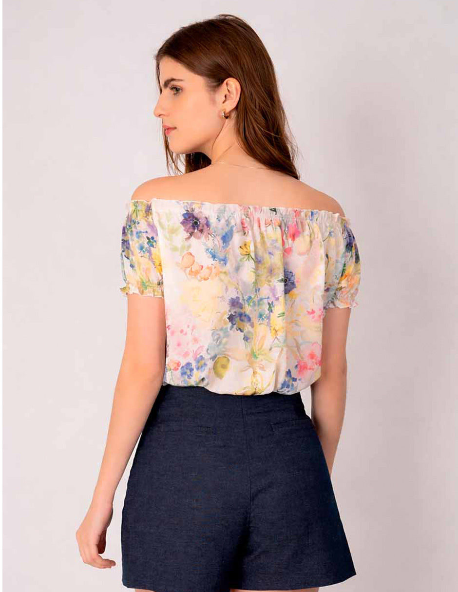 Blusa estampada off shoulders