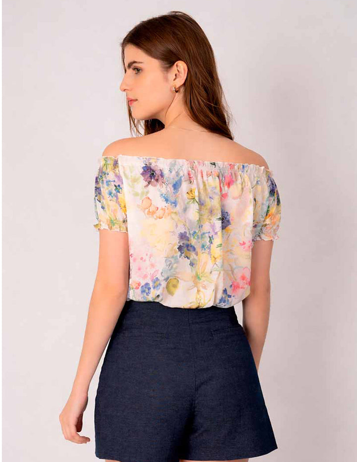 Blusa estampada off shoulders