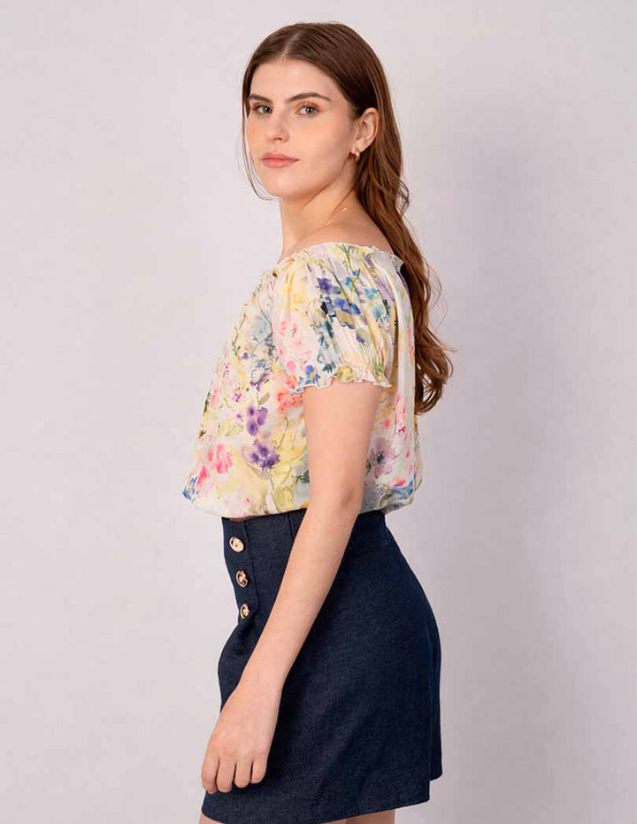 Blusa estampada off shoulders