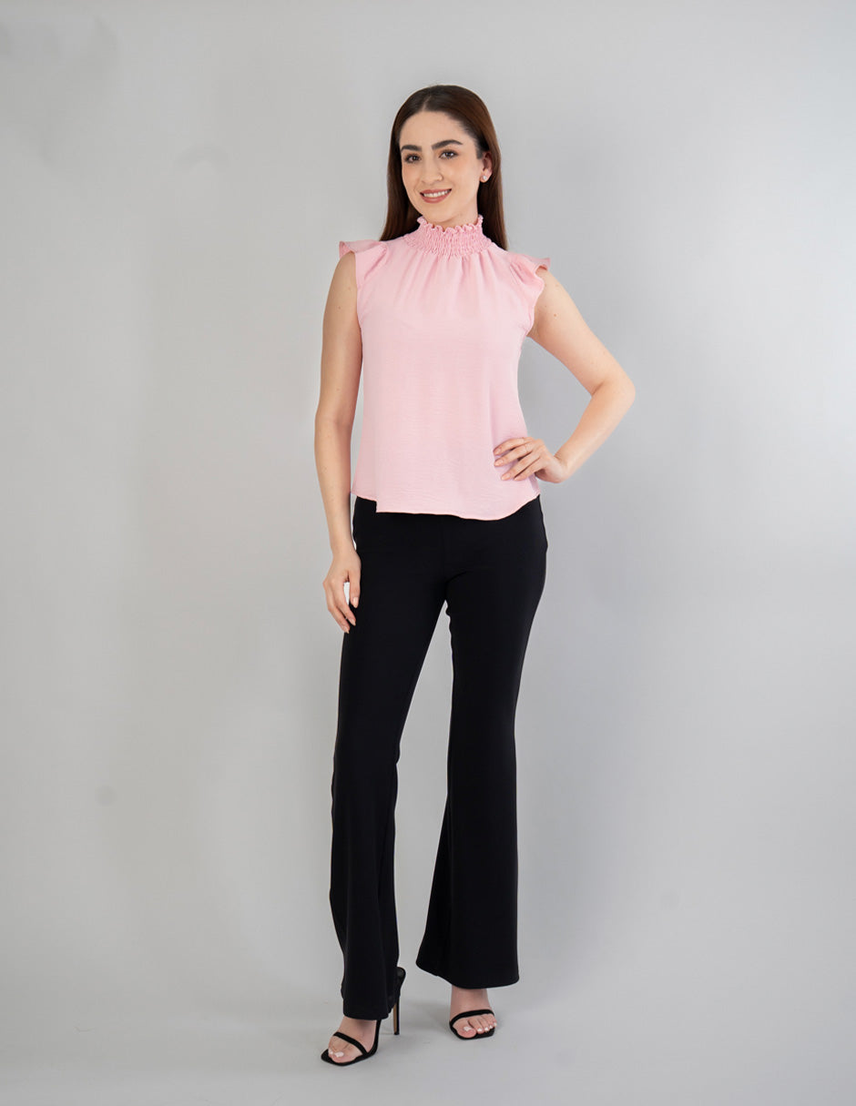 Blusa con smock en cuello (disponible en ivory/ rosa)