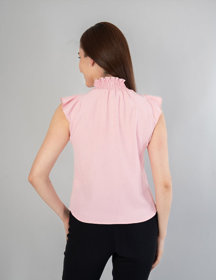Blusa con smock en cuello (disponible en ivory/ rosa)
