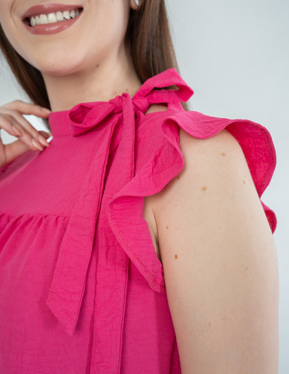 Blusa con detalle en cuello (disponible en fiusha / ivory)