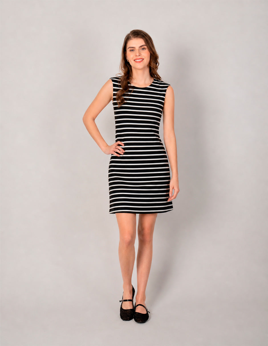 Vestido corto de rayas recto