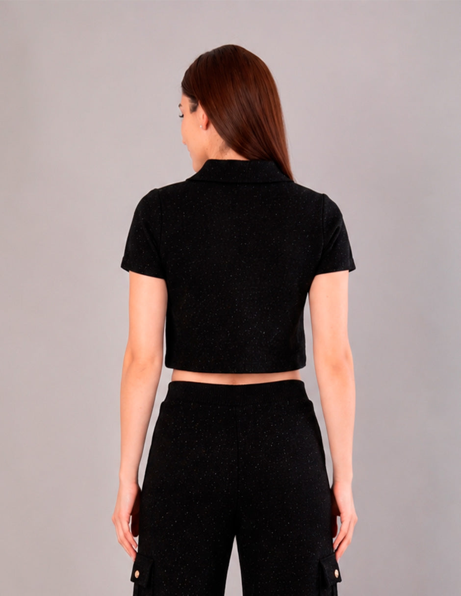 Blusa de tejido de punto, disponible en negro y beige  (Conjunto)