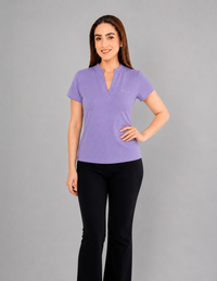 Blusa tipo polo (disponible en lila, azul y  verde)