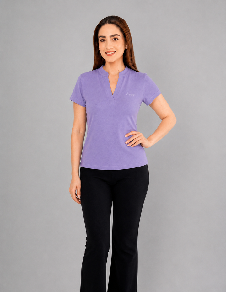 Blusa tipo polo (disponible en lila, azul y  verde)