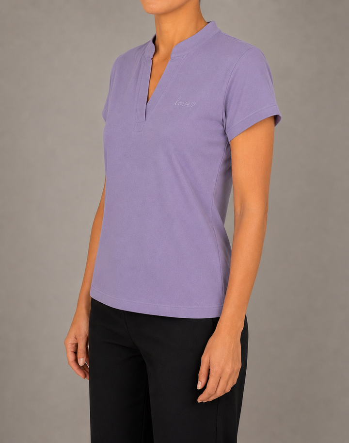 Blusa tipo polo (disponible en lila, azul y  verde)