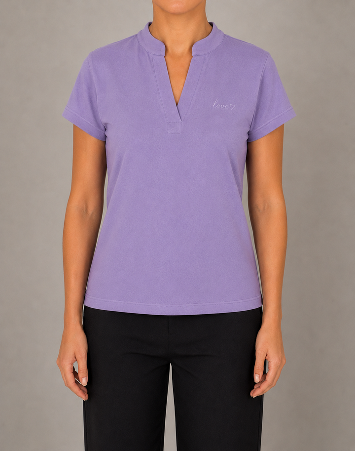 Blusa tipo polo (disponible en lila, azul y  verde)