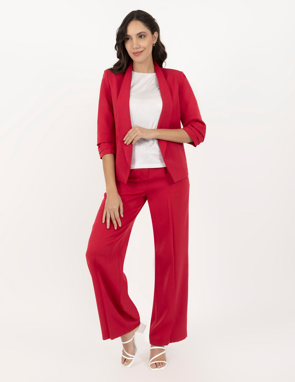 Pantalón de vestir rojo con bolsas laterales