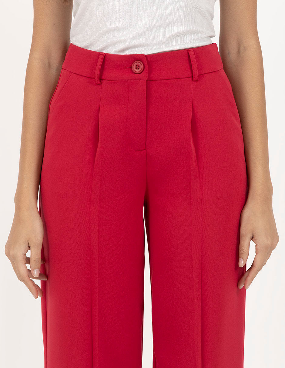 Pantalón de vestir rojo con bolsas laterales