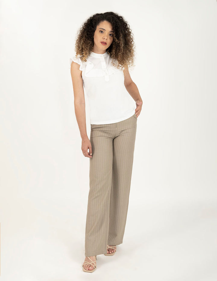 Pantalón de tela de vestir con mezcla de lino (disponible en beige y marino)