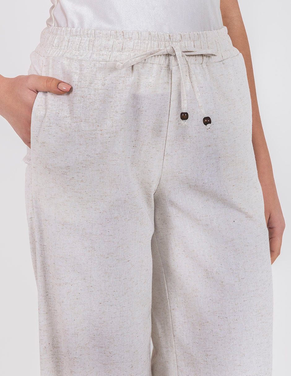 Pantalón ivory relajado con textura tipo lino